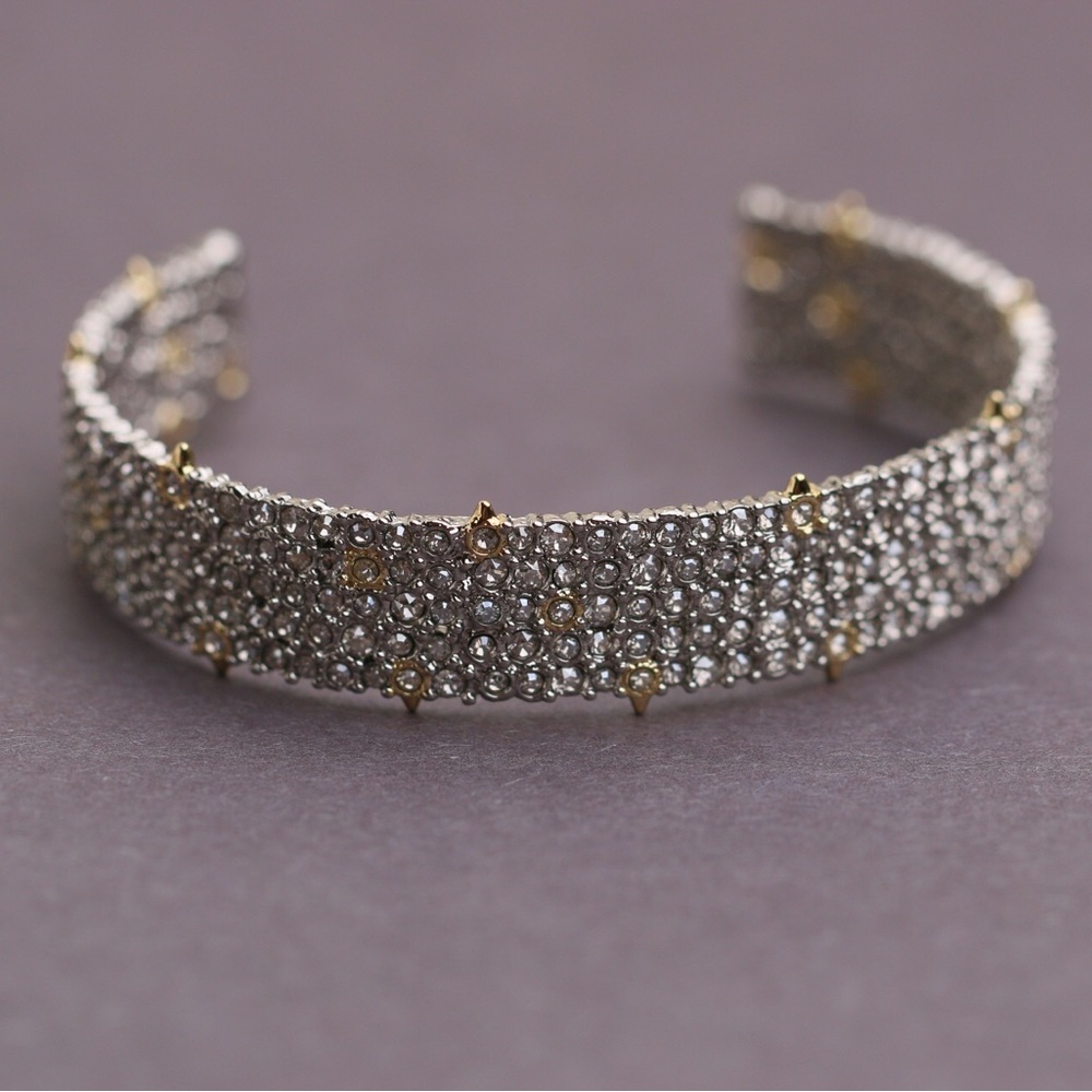 Alexis Bittar Silver Pavé Crystal Lace Thorny Cuff Small Cuff Bracelet - Picture 6 of 10